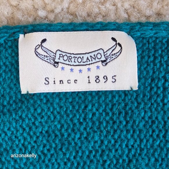NWOT Portolano Cashmere Knit Teal Blue Scarf - Picture 2 of 9